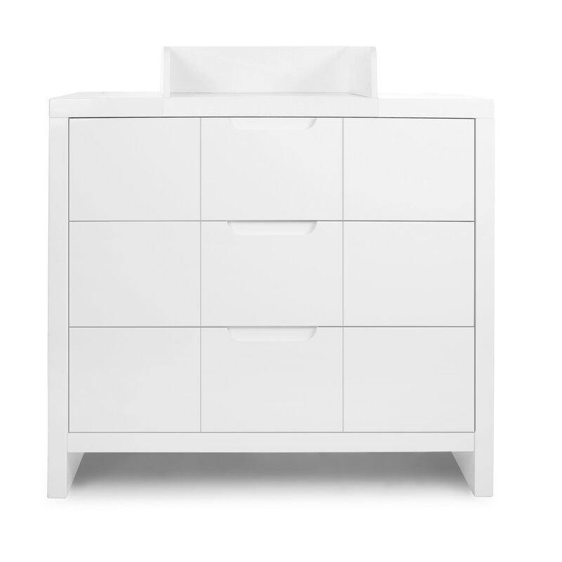 Quadro White - Chest of Drawers 3 Drawers + Changing Table