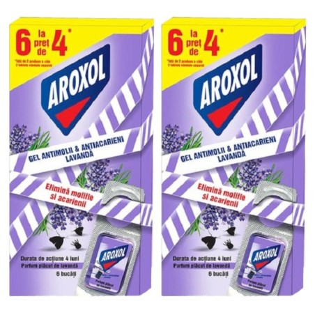 Set 2 x 6 Tablete Gel Antimolii Aroxol Lavanda Molii & Acarieni...