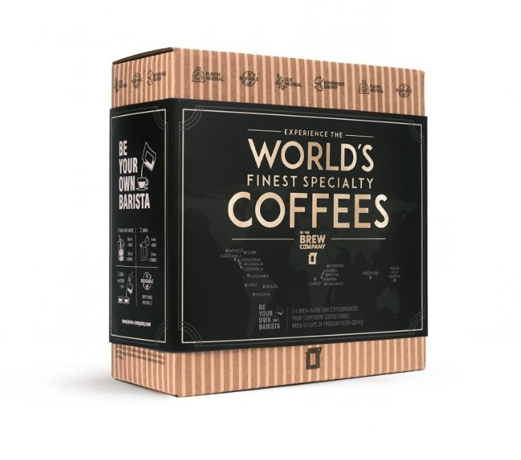 Kahvipannu lahjapakkauksessa Fair-Trade The Brew Company 5 kpl 5x300ml