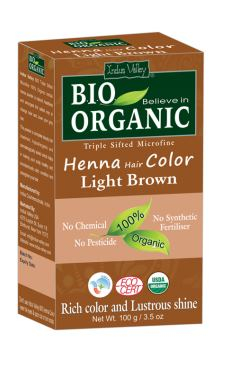 Henna - farba na vlasy na báze henny Svetlo hnedá, 100% ekologická, CERTIFIKOVANÁ - ECOCERT, vegánska, 100 g, Indus Valley