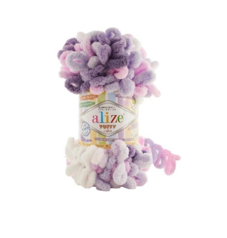 Alize Puffy Color Fioletowy Biały 6305