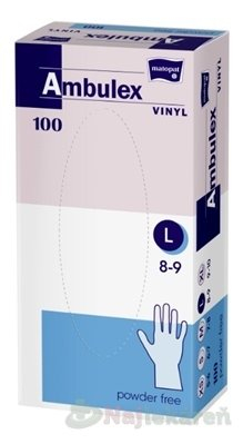 AMBULEX Rukavice vinylové nepudrované veľkosť M 100 kusov