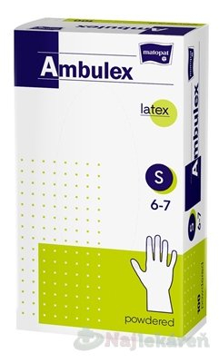 Ambulex rukavice LATEXOVÉ veľ. S, nesterilné, pudrované 100 ks