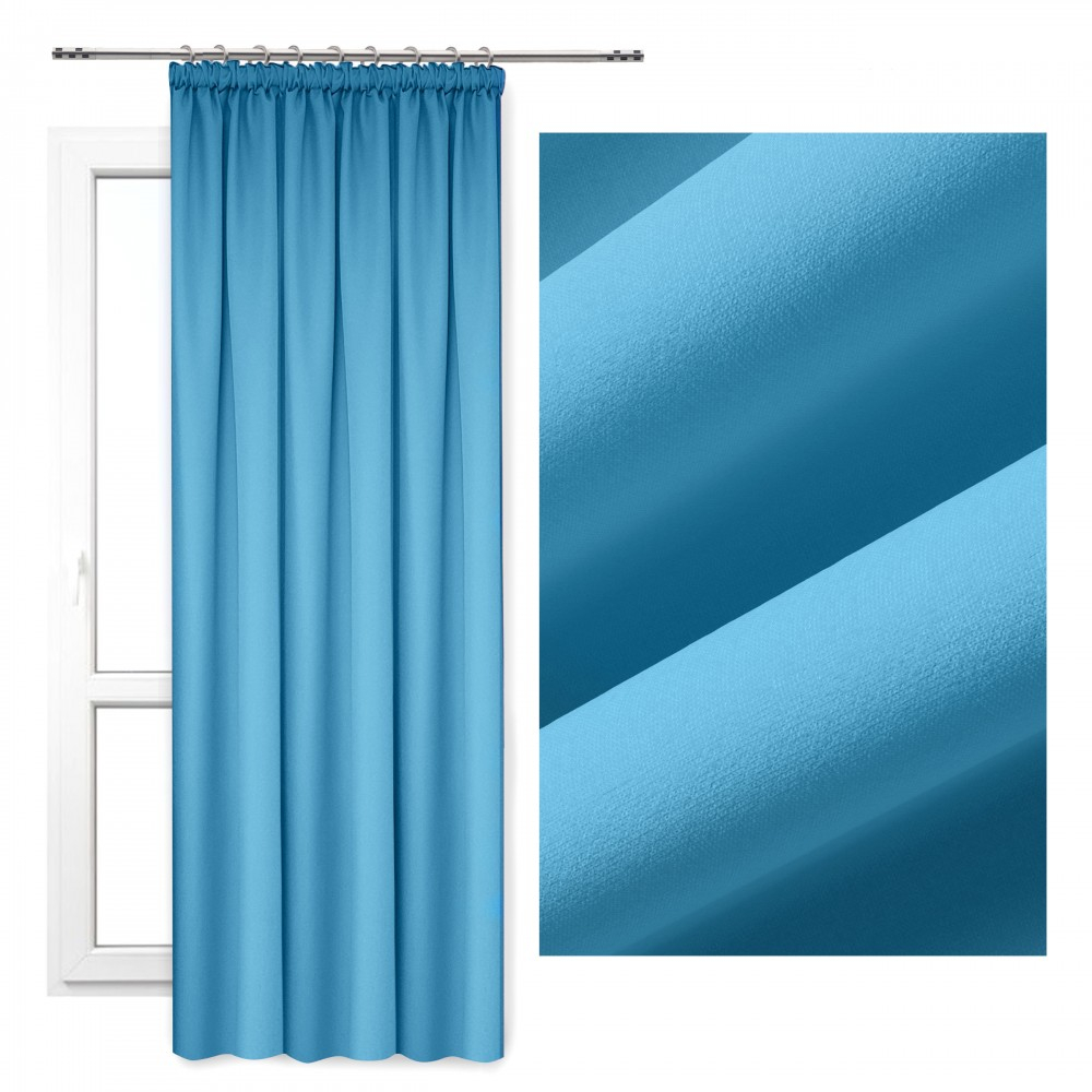 Dekorativer Vorhang mit gerüschtem Riemen LUCCA 250 Farbe 14 hellblau 140x250 cm (Preis für 1 Stück) MyBestHome