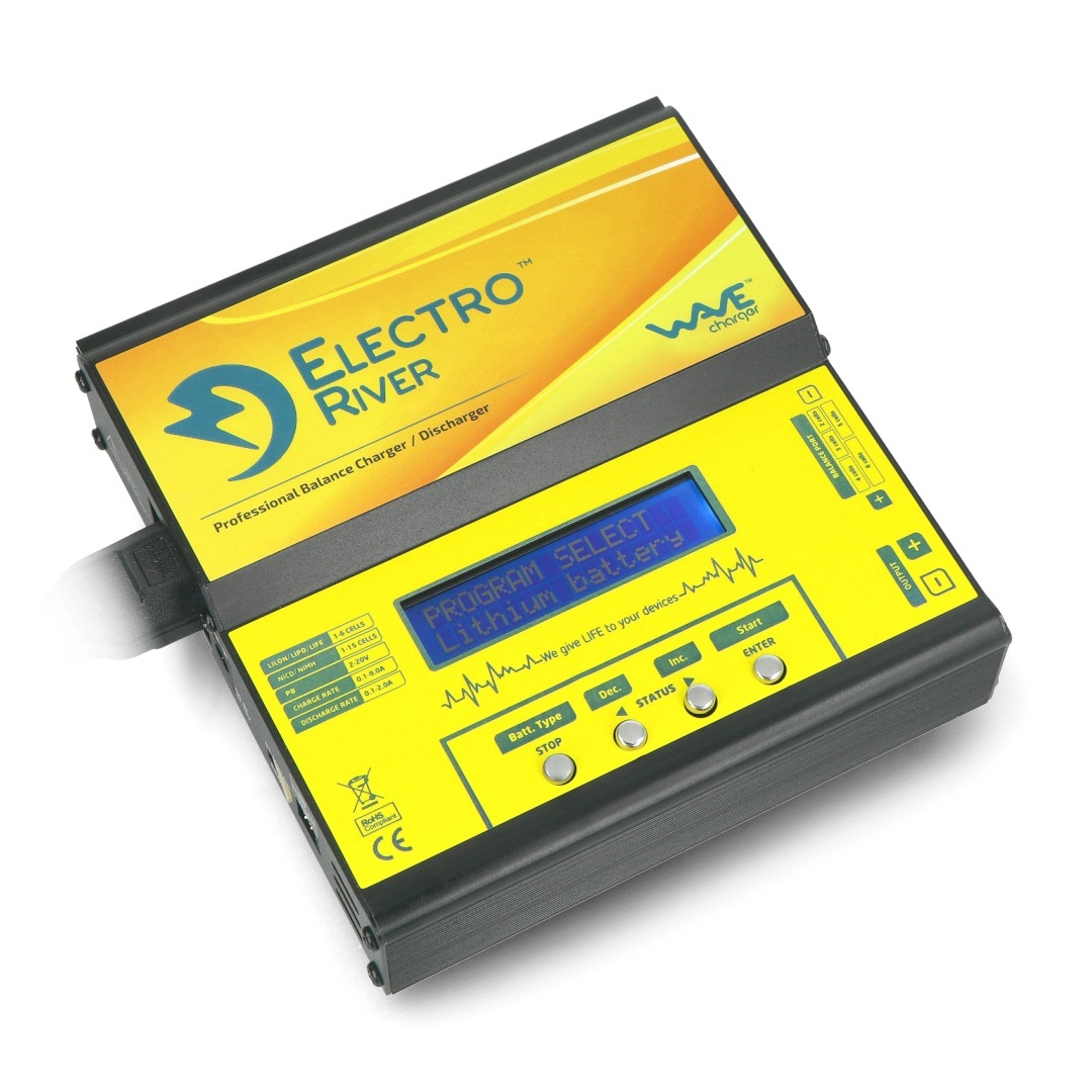 Li-Pol/Li-Ion/Li-Fe/Ni-Mh/Ni-Cd charger with built-in balancer - Electro River Wave Charger - built-in power supply