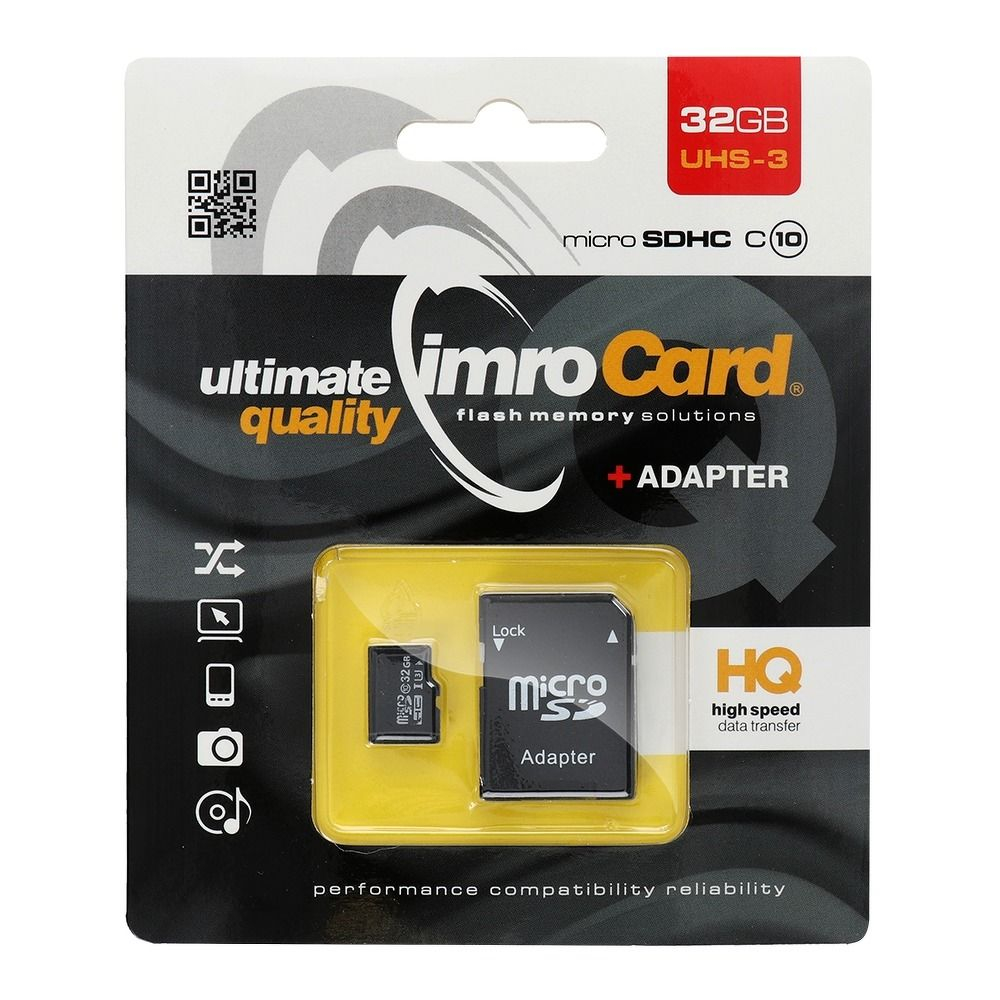 Memory card IMRO microSD 32GB CLASS 10 UHS 3 100MB/s + SD adapter