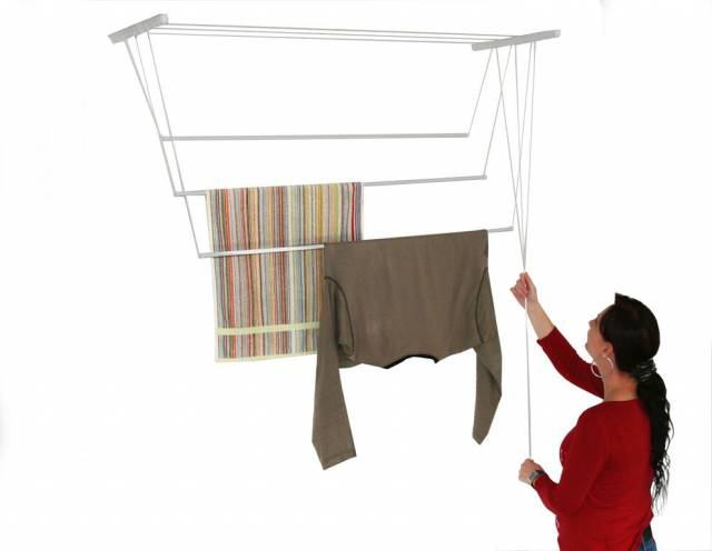 Suporte de secagem de roupa de teto, 5 hastes, 150 cm