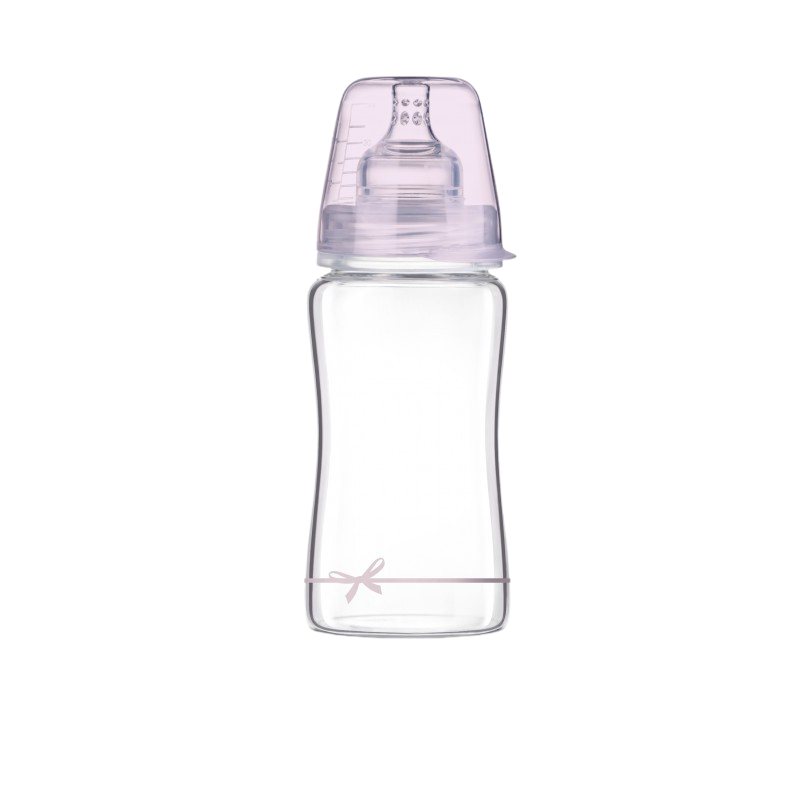 Lovi sklenená dojčenská fľaša Diamond Glass 250 ml ružová