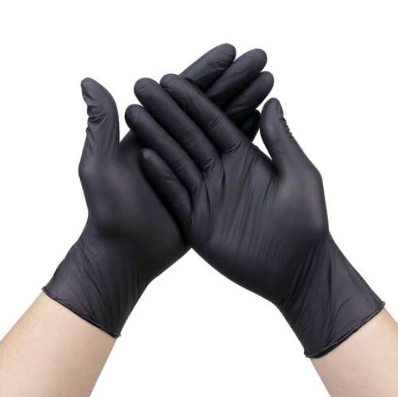 Black non-powdered surgical nitrile gloves, size M 100pcs