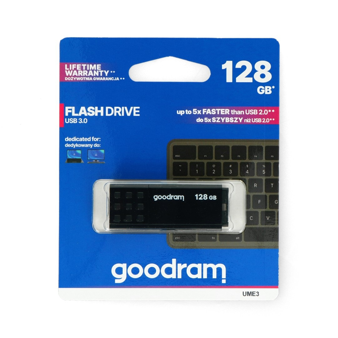 GoodRam Flash Disk - paměťový USB 3.0 klíč - UME3 černý 128GB
