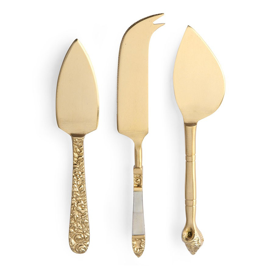 Set of 3 golden cheese knives in a gift box Cheese AKE1137