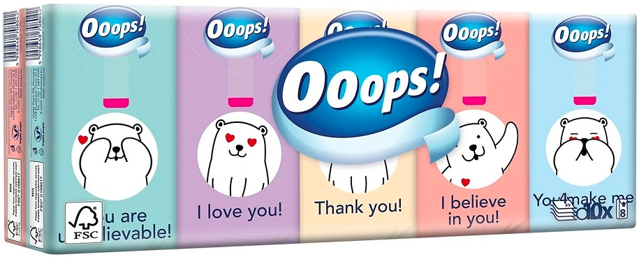 Ooops Junior 4-ply Hygienic Tissues 10x10pcs