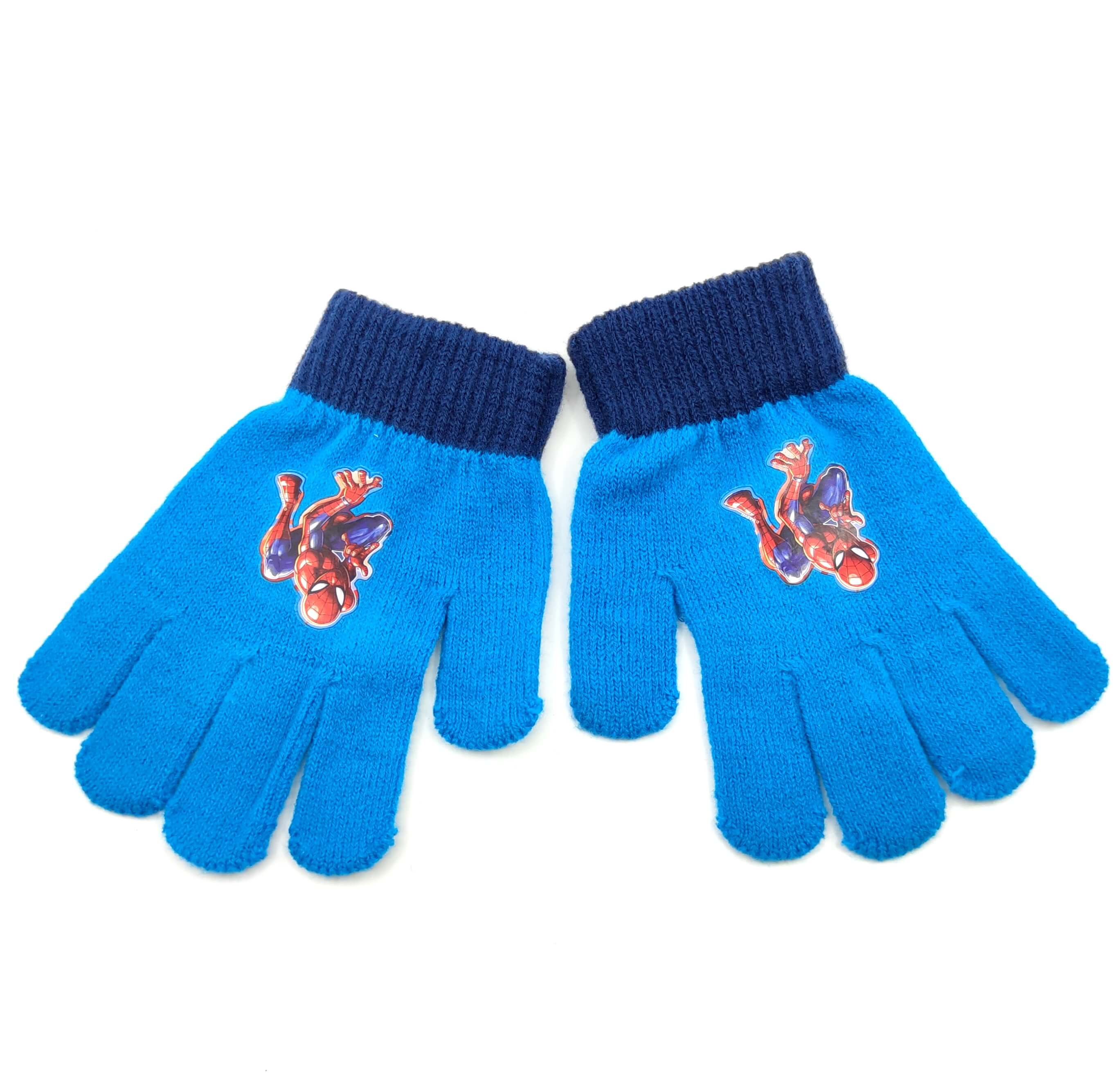 Boys' winter gloves - Spiderman light blue