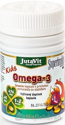 JutaVit Omega-3 kids s pomarančovou príchuťou 45 cps.