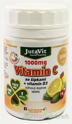 Jutavit vitamin c 1000 mg se šipkami + vitamín d3 tbl 1x100 ks