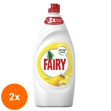 Set 2 x Detergent de Vase Fairy, cu Lamaie, 800 ml...