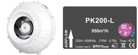 PRIMAKLIMA Ventilátor PRIMA KLIMA 200 - 950m3/h - Ø200mm - 1 rýchlosť