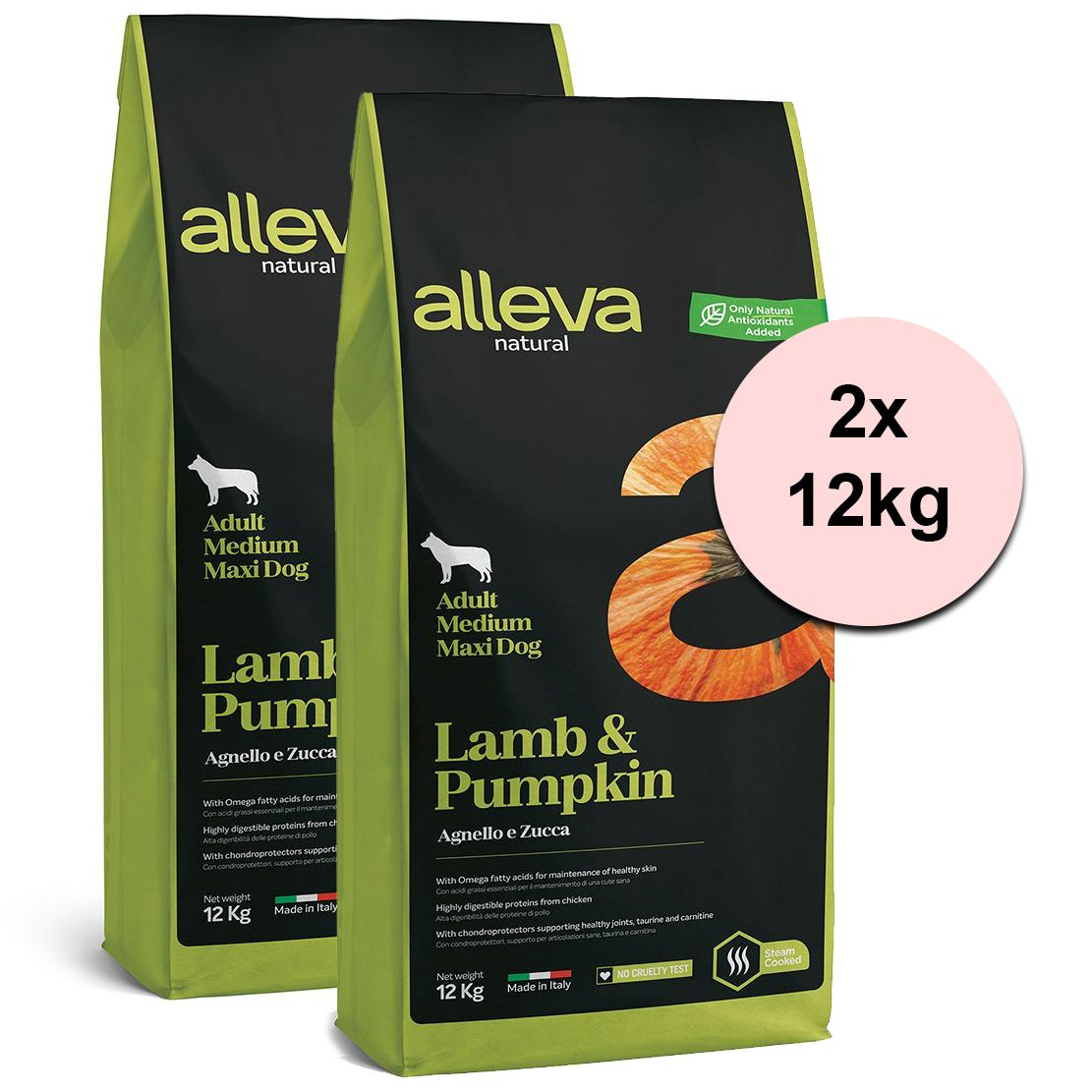Alleva NATURAL dog lamb & pumpkin adult medium/maxi 2 x 12 kg