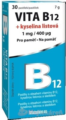 Vitabalans vita b12 + kyselina listová (1 mg/ 400 mcg) pastilky 1x30 ks