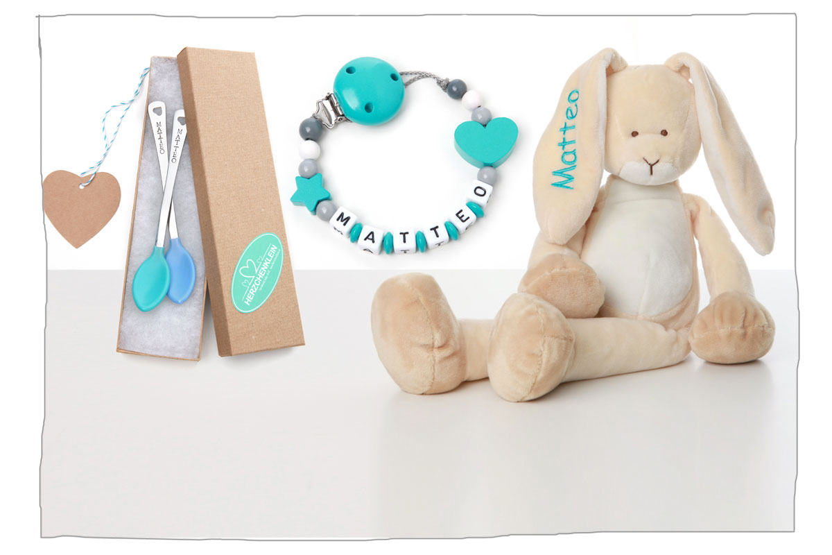 BABY WELCOME SET – Bunny, Chain, Safety spoons