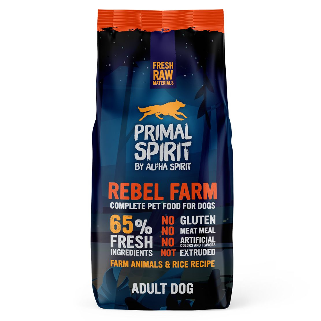 Primal Spirit Dog 65% Rebel Farm - pui și pește 12kg