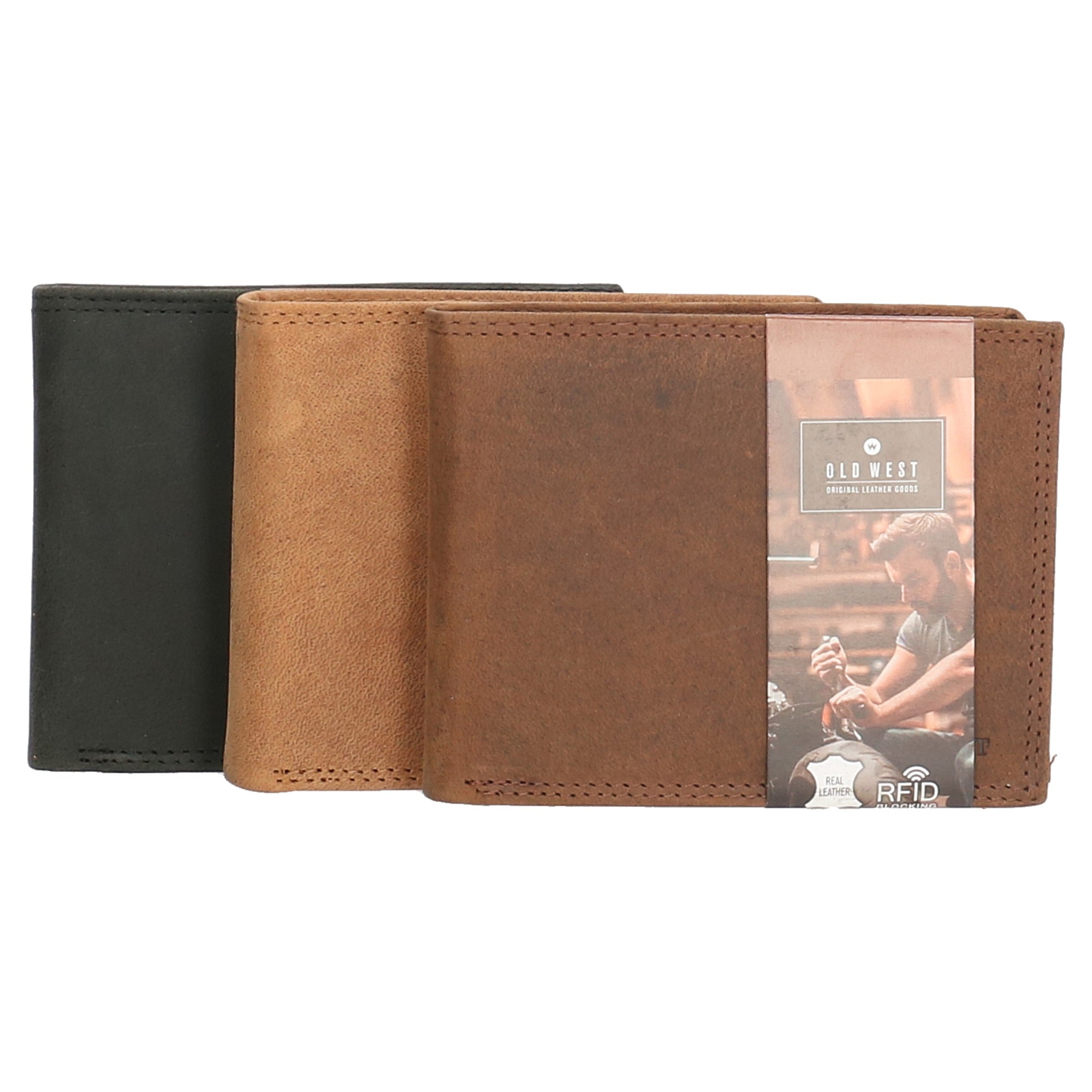 Pánská peněženka z pravé kůže Old West - ve třech barvách Barva: Černá