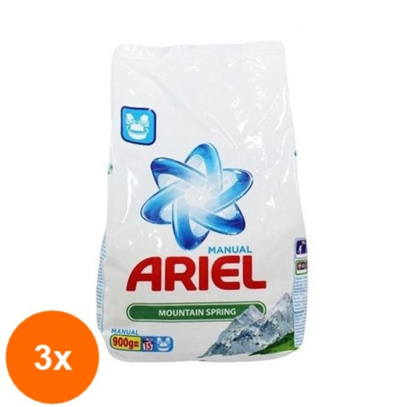 Set 3 x Detergent Ariel Manual Mountain Spring, 900 g...