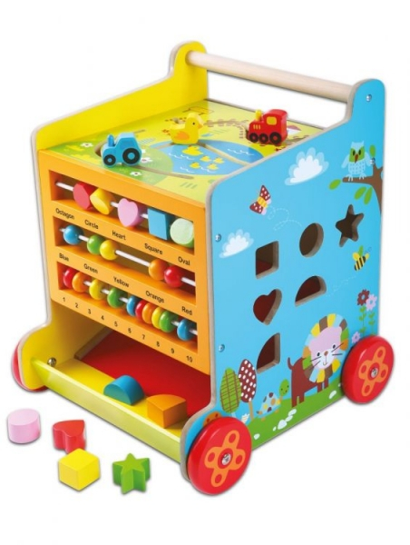 Eco Spielzeug Holz Lauflernwagen, Lernwürfel