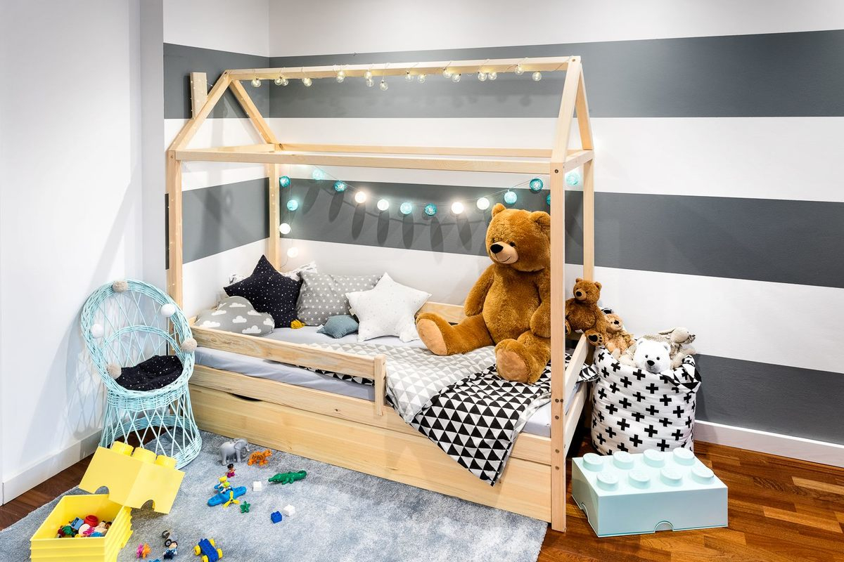 Detská posteľ domček Paul - prírodná - posteľ bez úložného priestoru 180x80 cm