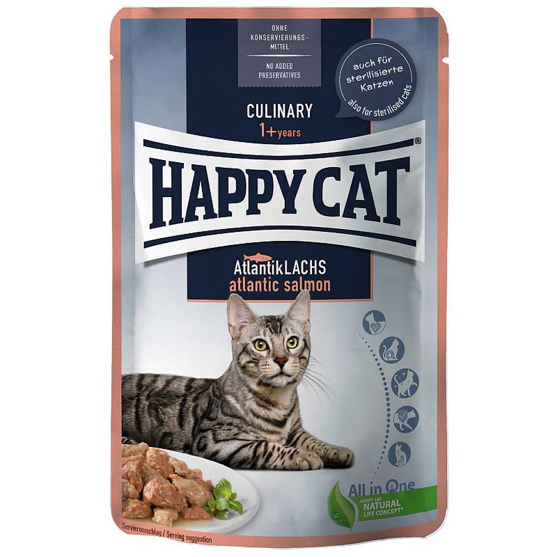 Happy Cat HÚS SZÓSZBAN Kulináris atlanti-óceáni lazac / lazac 85 g
