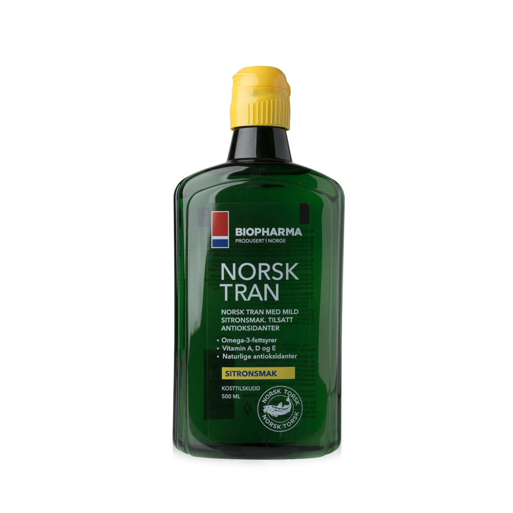 Biopharma Nórsky rybí olej s prírodnou citrónovou príchuťou - Norsk Tran 375 ml
