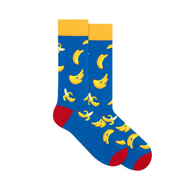Farverige sokker Nanushki Blue Banana - Bananer på Blå - 44-46