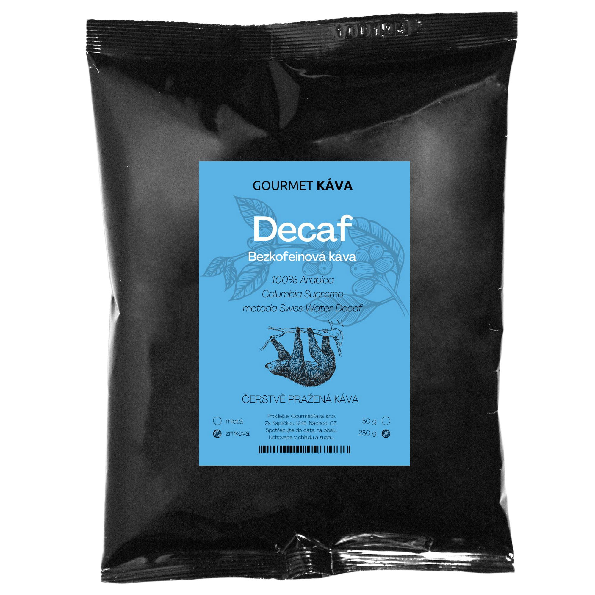 Colombian decaffeinated coffee, arabica bean DECAF