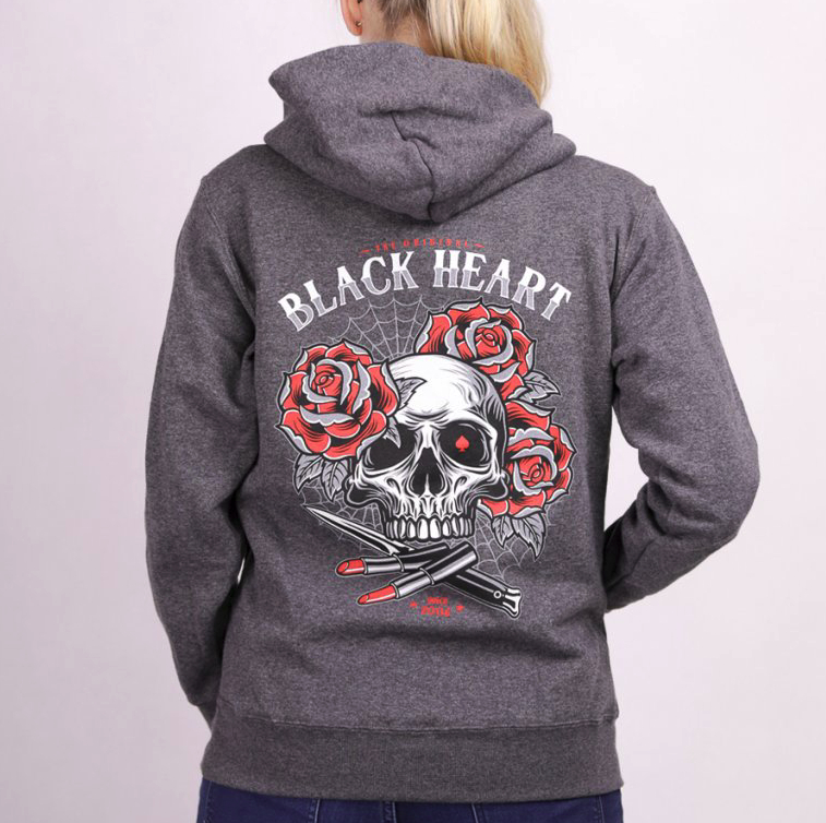 Black Heart Dámská motorkárska mikina BLACK HEART LIPSTICK SKULL, Veľkosť M