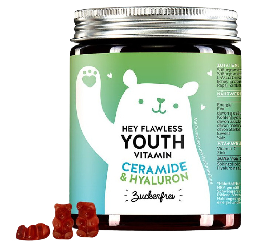 Bears Hey Flawless Youth anti-age vitamíny pre pleť s ceramidy bez cukru 60 ks