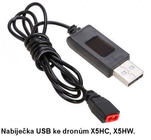 RCskladem USB nabíjecí kabel ke dronům X5H X5HW A79 černý