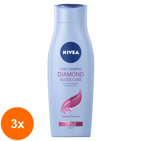 Set 3 x Sampon Nivea Diamond Gloss Care, pentru Par Normal / Lipsit de Vitalitate, 250 ml...