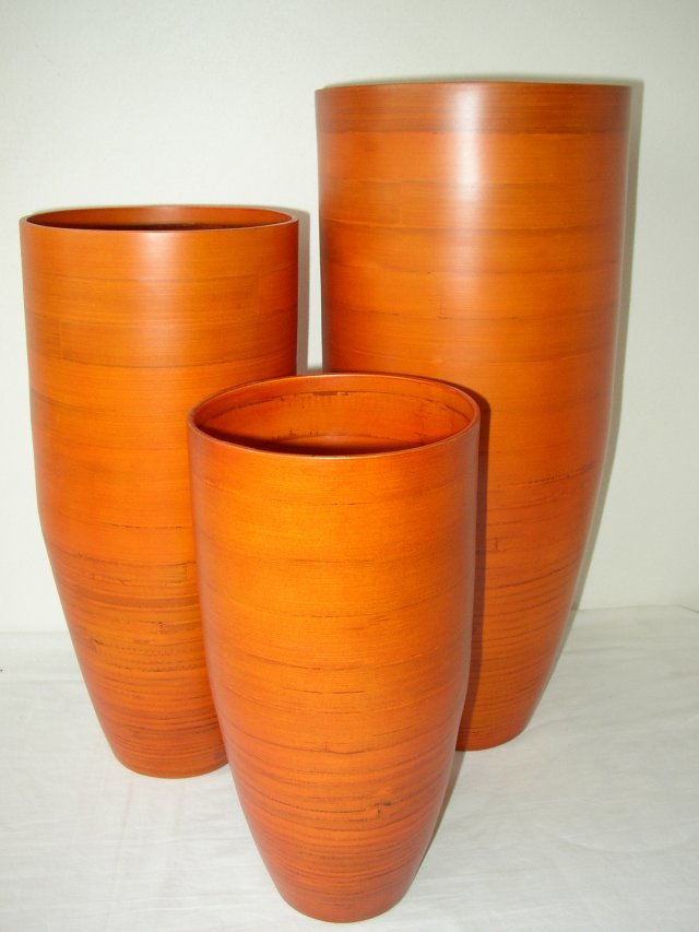 Axin Trading s.r.o. oranžová váza přírodní bambus, doplňky a dekorace