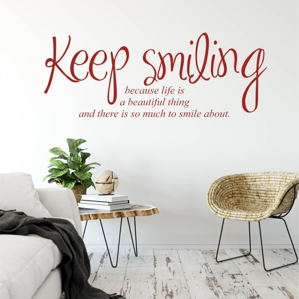 Wandaufkleber - Keep smiling (Zitat an der Wand)