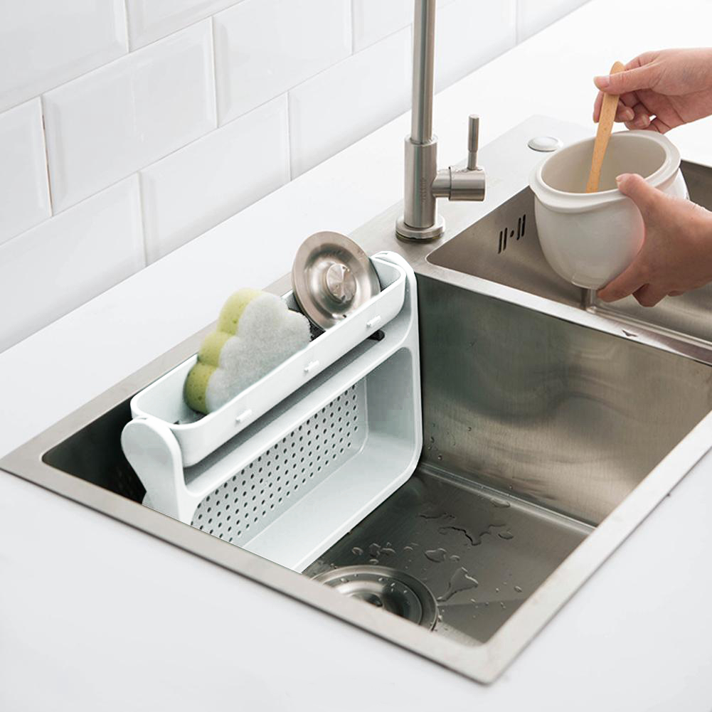 Adhesive shelf for sink