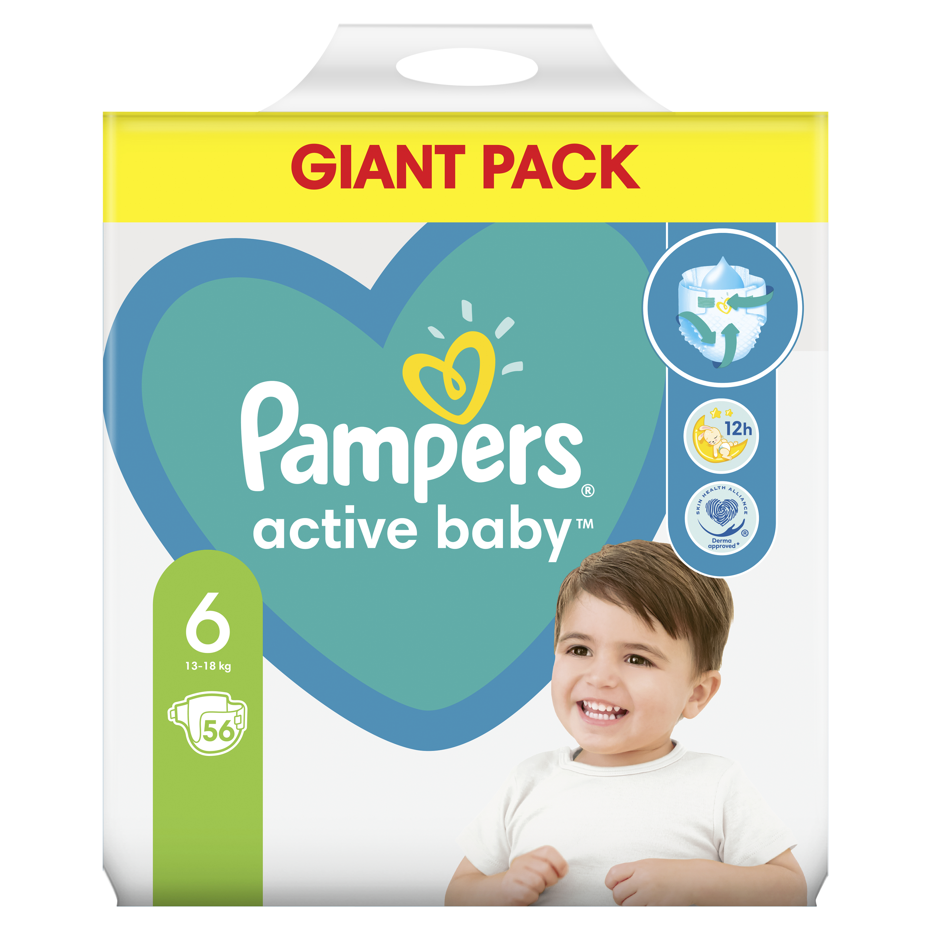 PAMPERS ACTIVE BABY PLIENKY JEDNORAZOVE 6 (13-18 KG) 56 KS, GIANT PACK