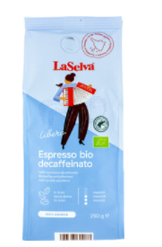 LaSelva Káva espresso Libero bezkofeinová zrnková 250g bio