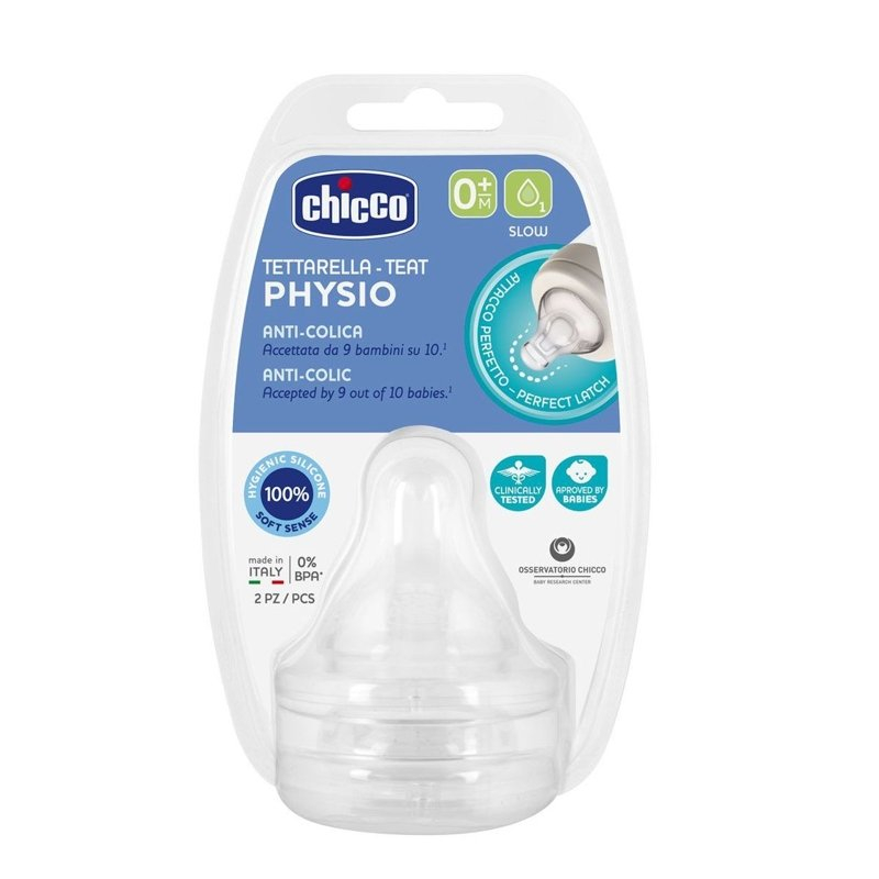 Chicco náhradný cumlík na fľaše Physio 2 kusy Prietok: 0 mesiacov+