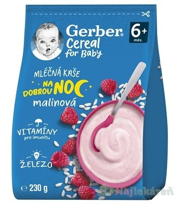 Gerber Cereal mliečna kaša malinová Dobrú noc 230 g