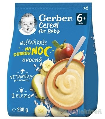 GERBER Cereal mléčná kaše ovocná Dobrou noc 230g