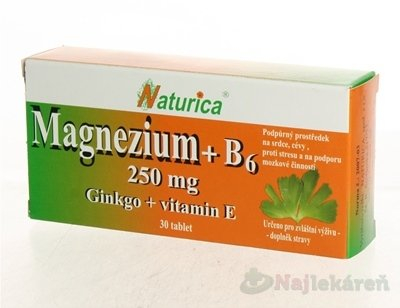 Naturica Magnezium 250 mg B 6 ginkgo Vitamín E 30 tabliet