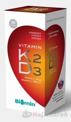 Biomin Vitamin K2+ D3 1000 I.U. 30 kapslí