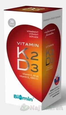 BIOMIN Vitamín K2 + vitamín D3 2000 IU premium 30 kapsúl