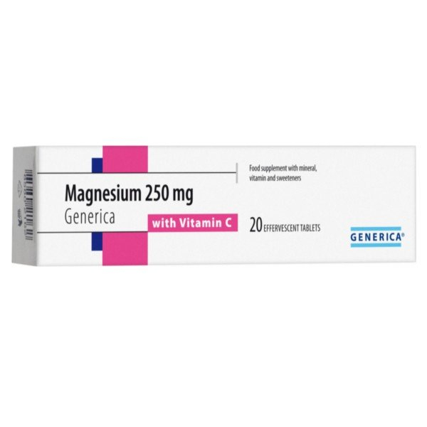 Generica magnesium 250 mg + vitamin c tbl eff 1x20 ks