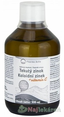 Pharma Activ Koloidní zinek + Vitamín C liquid 300 ml